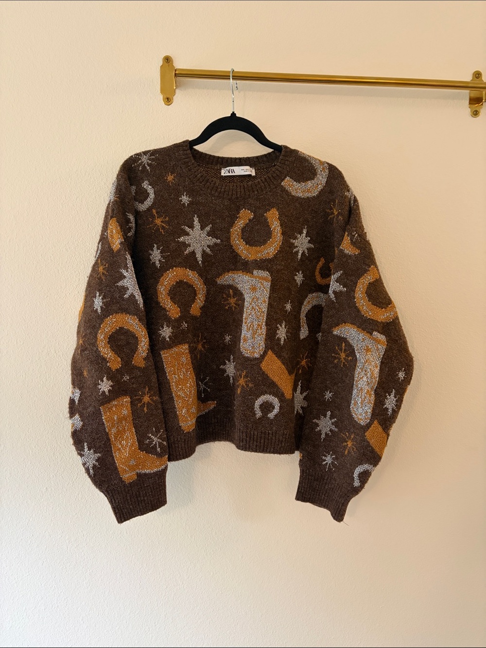 Zara Metallic Western Sweater